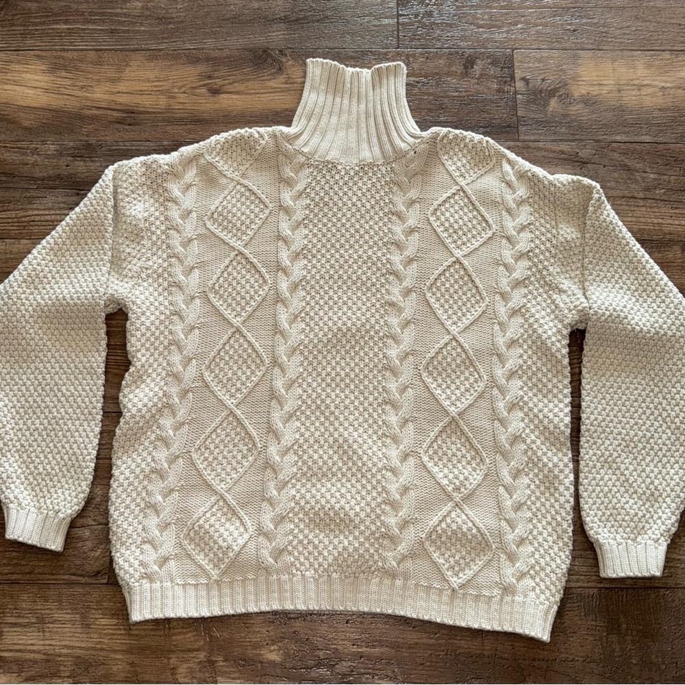 Unisex Thornton Bay Cozy Cream Cable Knit Turtleneck Sweater
